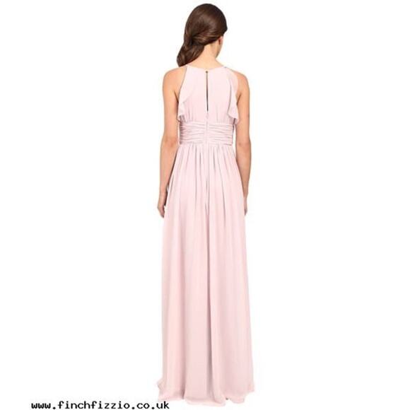 New Donna Morgan Skye Ruffles Cutaway Halter Pink Gown Women's Size 18 - Picture 3 of 16